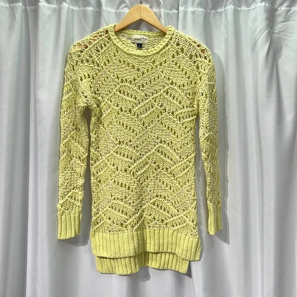 Universal Thread Yellow & Cream Open Knit Tunic Sweater - size XS - Picture 7 of 11